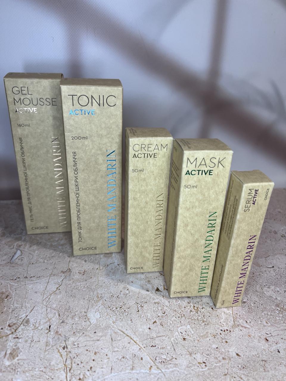 Набір натуральної косметики для жирної та проблемної шкіри обличчя White Mandarin 5в1 лінійка ACTIVE (2378143086) - фото 7