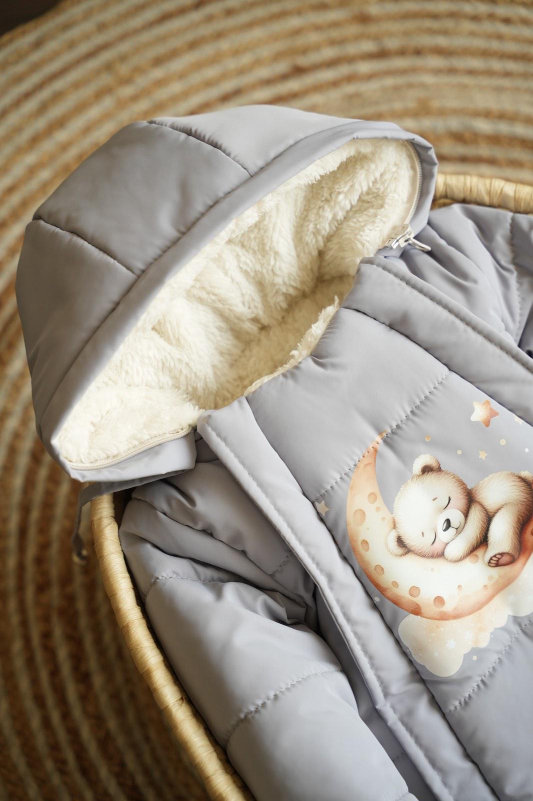 Комбинезон-мешочек с шапочкой на выписку зимний 0-6 мес. Серый (9056) - фото 5 Комбинезон-мешочек с шапочкой на выписку зимний 0-6 мес. Серый (9056) - фото 5