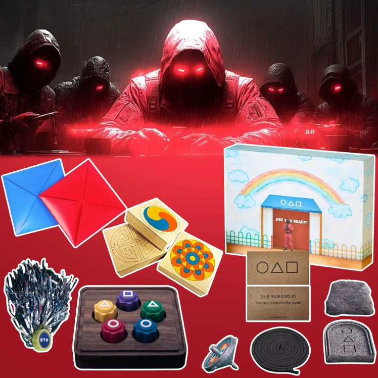 Набор Игр с Игра в кальмара 6в1 Ddakji Flying Stone Gong-gi Spinning Top Jegi - фото 2