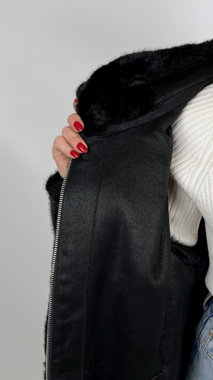 Шуба женская из эко-меха 8831-05 L Черный - фото 4