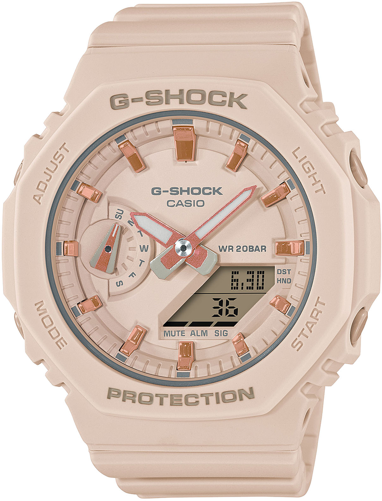 Наручные часы женские Casio G-Shock GMA-S2100-4AER ударопрочные с карбоновым корпусом/водозащитой 200 м и бежевым циферблатом Наручные часы женские Casio G-Shock GMA-S2100-4AER ударопрочные с карбоновым корпусом/водозащитой 200 м и бежевым циферблатом