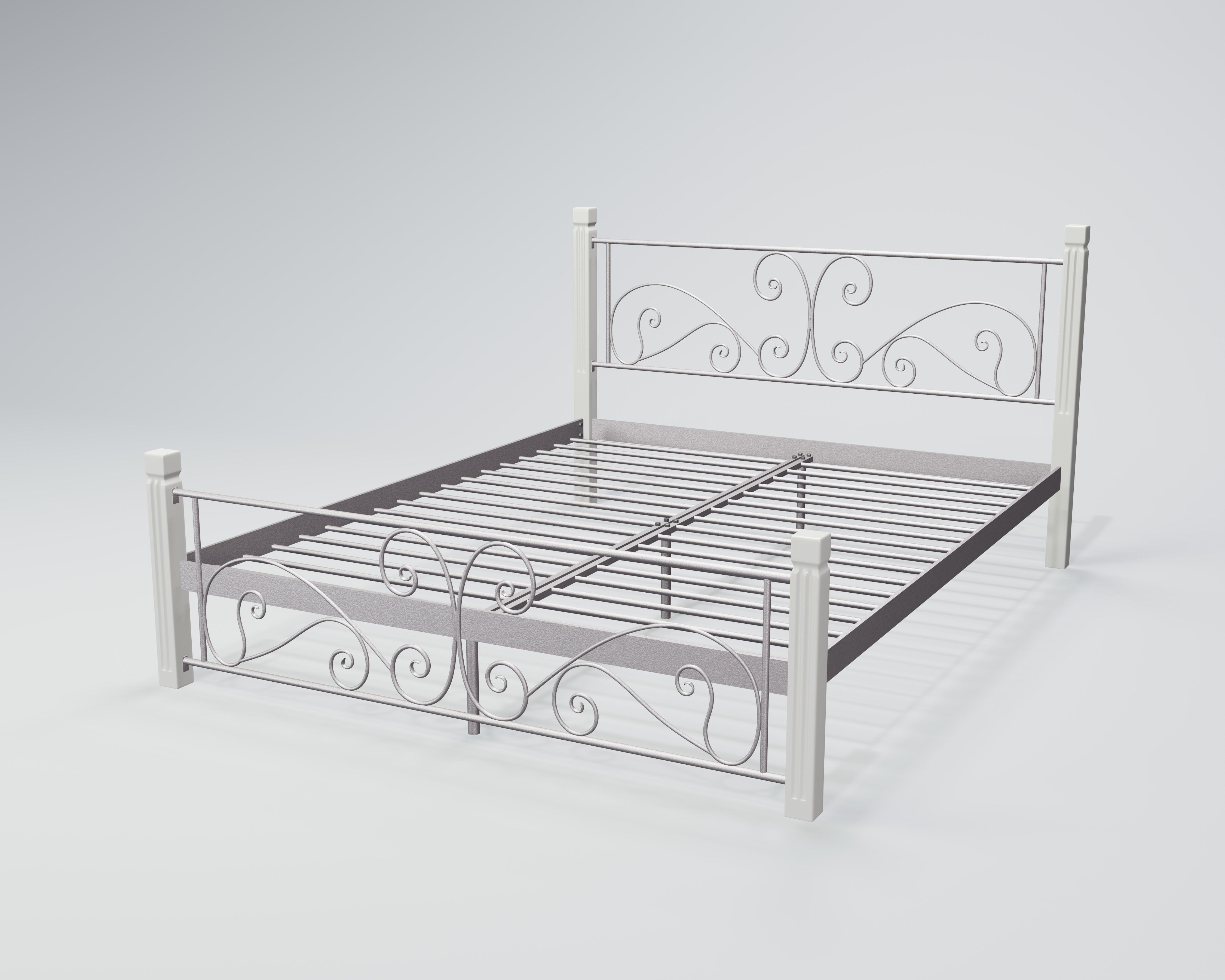 Кровать металлическая Нарцисс 160x190 см Серебро белое