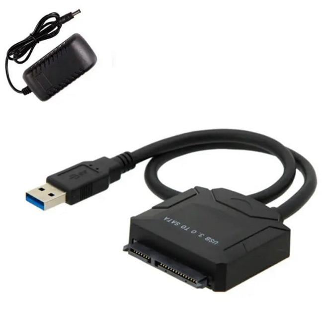 Перехідник на жорсткий диск USB 3,0-SATA 2,5/3,5 HDD SSD до 5 Гбіт/с з блоком живлення (020053)