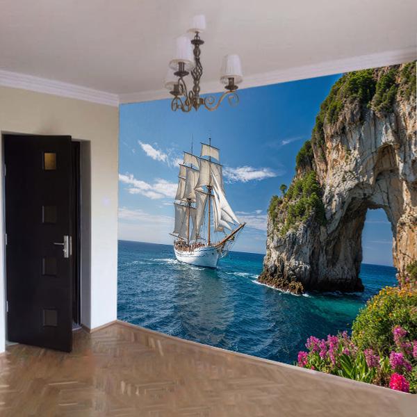Фотообои флизелиновые в гостиную Море и корабль 3D 100х100 см (658) Фотообои флизелиновые в гостиную Море и корабль 3D 100х100 см (658)