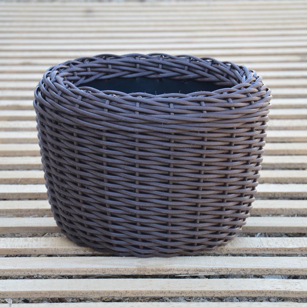 Кашпо для растений из искусственного ротанга 12 л Чесаный венге (24788475) - фото 5 Кашпо для растений из искусственного ротанга 12 л Чесаный венге (24788475) - фото 5