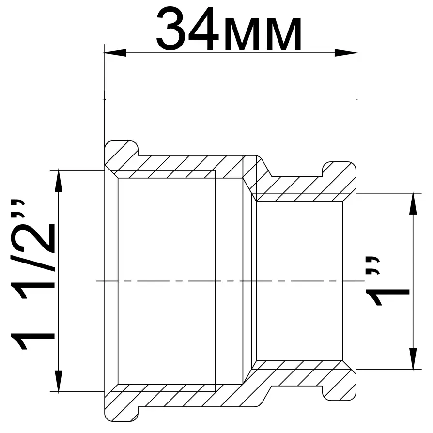 Муфта редукционная латунная 1 1/2"х1" ВВ литейная (309Б) - фото 4