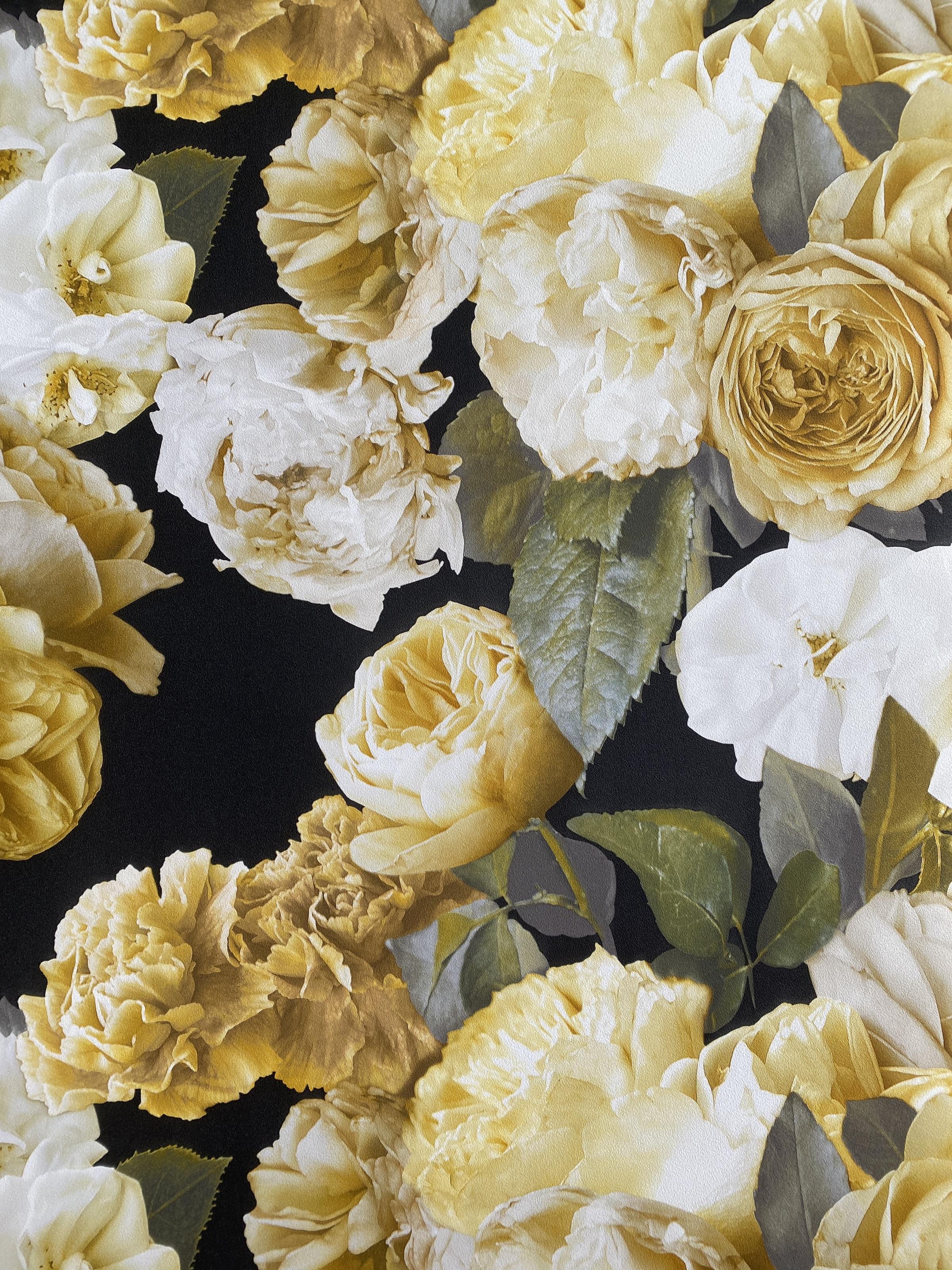 Обои виниловые на флизелиновой основе Grandeco Opportunity Wallcoverings Q0043 Цветы Желтый