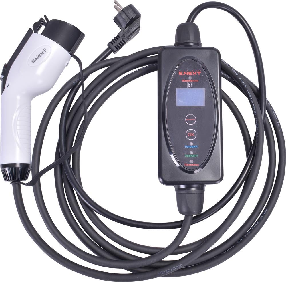 Зарядная станция для электромобиля E.NEXT e.charge.portable.T1-SCHUKO.1L3 1Ф 3,6 кВт 6-16А 230В Type 1/Schuko переносная кабель IP65 5 м (p085001)