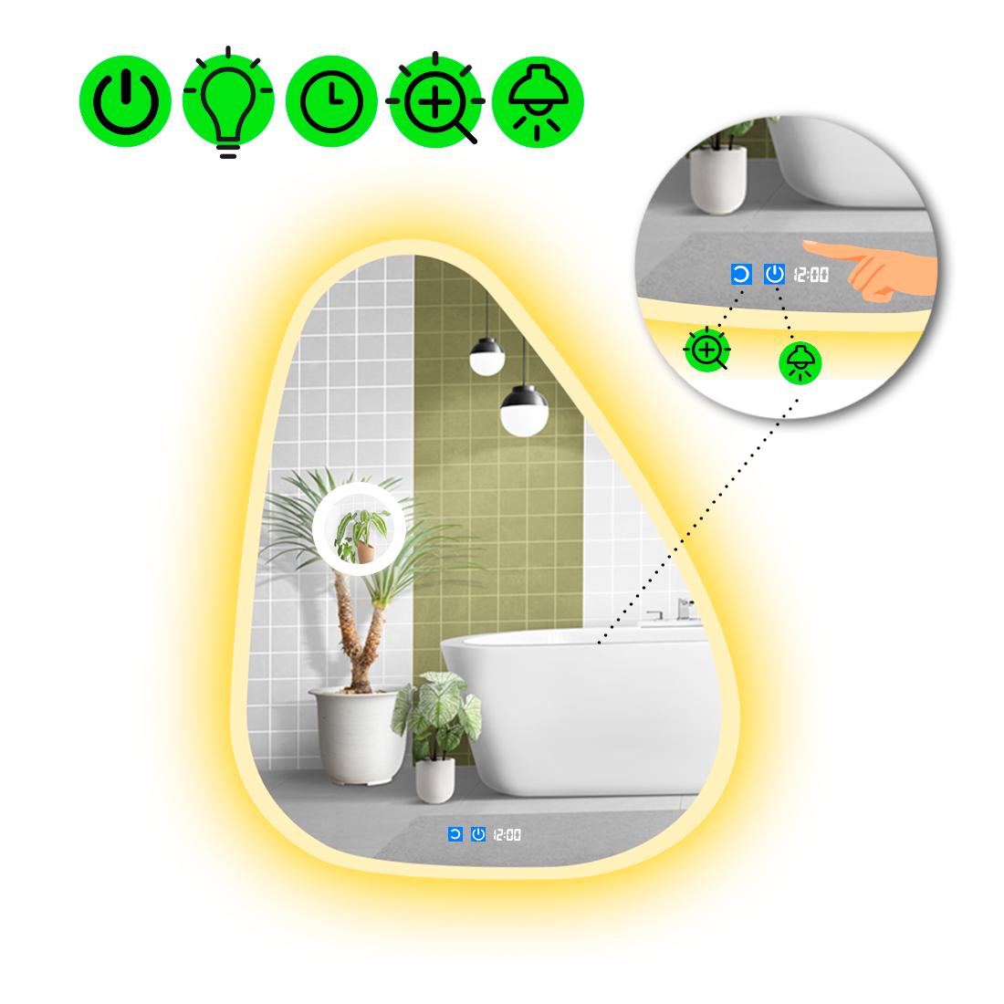 Зеркало с LED подсветкой Doccia 3 с двумя сенсорами 60x50 см (8737131)