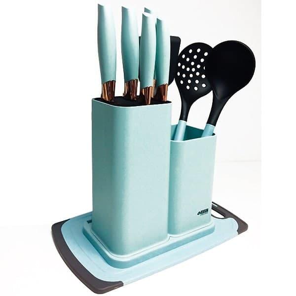 Набір кухонних ножів з дошкою на підставці Benson BN-412 10 пр.