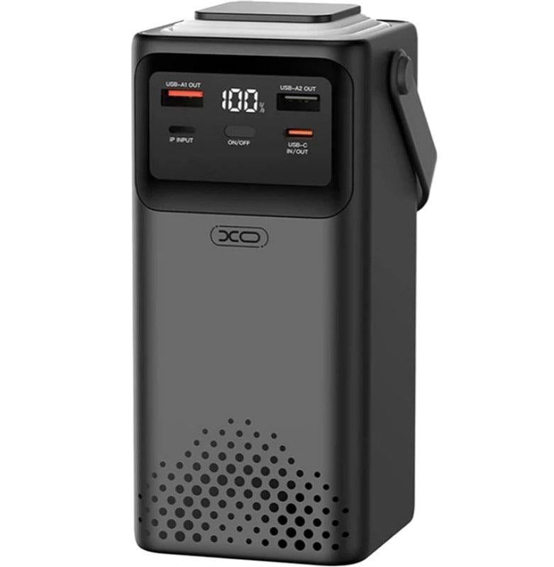 Повербанк XO PR287 80000 mAh PD20W+QC22,5W с 4 встроенными кабелями и фонарем Black (102607)