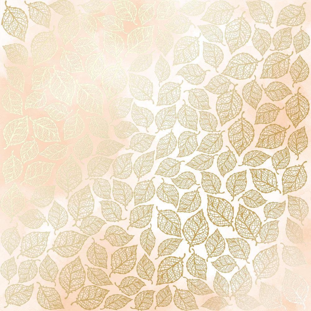Лист бумаги односторонний Golden Leaves mini с фольгированием 30,5х30,5 см Beige/Watercolor