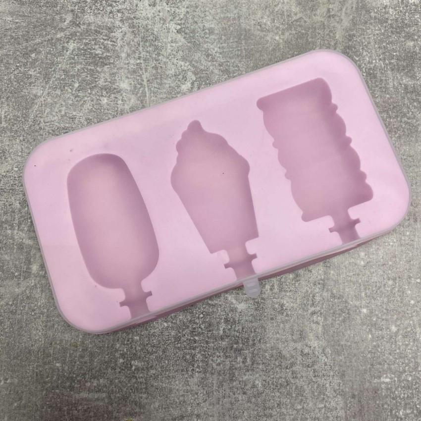 Форма силиконовая для мороженого Stenson 4416 с силиконовой крышкой 20x11,5x2,7 см Розовый (1872924522)