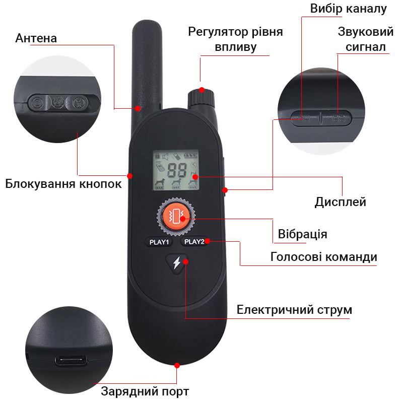 Електронашийник для дресирування собак iPets KJ118 із записом звукових команд на 4 режими до 1 км - фото 3