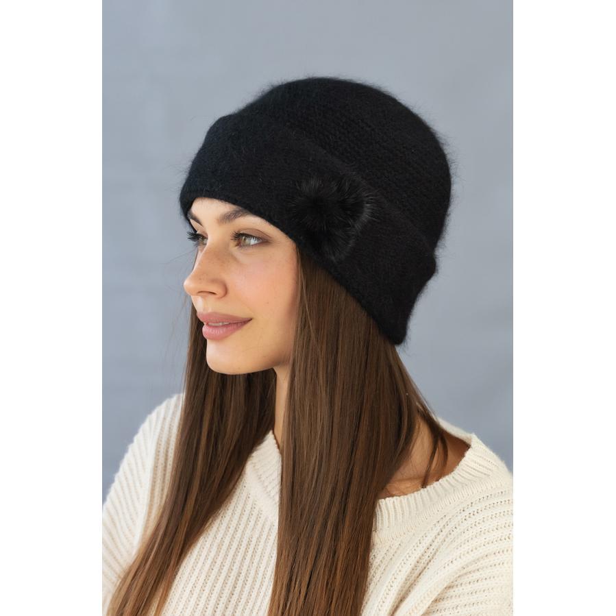 Шапка женская с шерстью кролика Braxton 5512 one size Черный