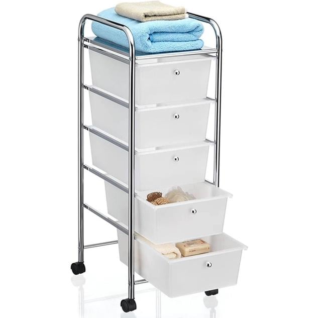 Столик-візок сервірувальний BS-1011-5 W-79 з ящиками Хром