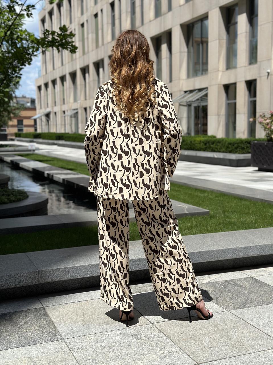 Костюм женский софт рубашка и брюки с шоколадным принтом XS Капучино (2656570185) - фото 6