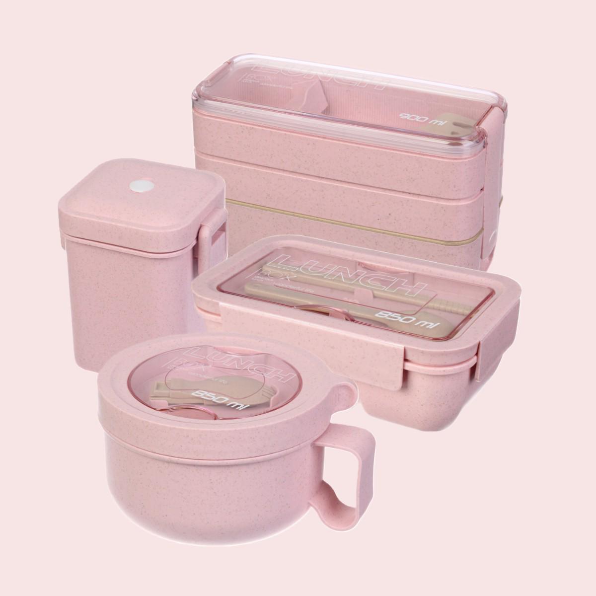 Ланчбокс из экопластика 900/850/850/600 мл 4 шт. Pink (с830) - фото 10 Ланчбокс из экопластика 900/850/850/600 мл 4 шт. Pink (с830) - фото 10