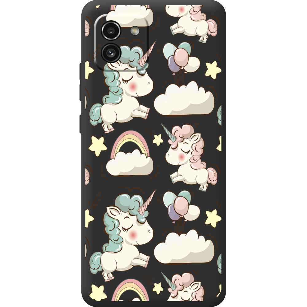 Чехол BoxFace Samsung Galaxy A03 (A035) Unicorns Черный силикон (44031-cc2-44507)