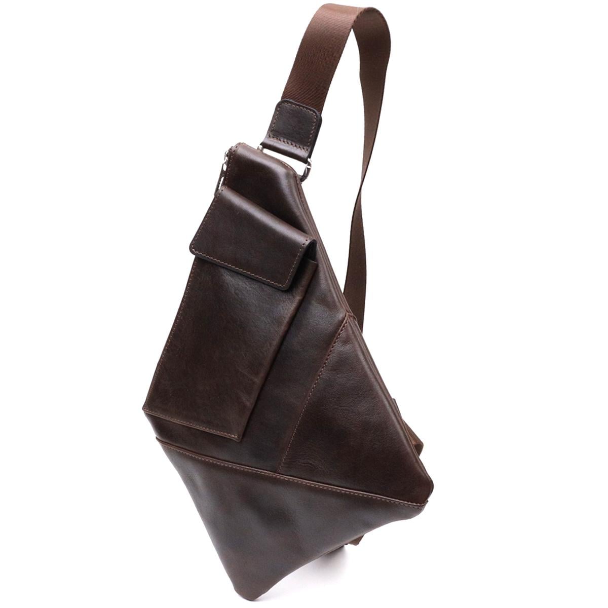 Мужская сумка на плечо Grande Pelle Bag 11669 из натуральной кожи Коричневый