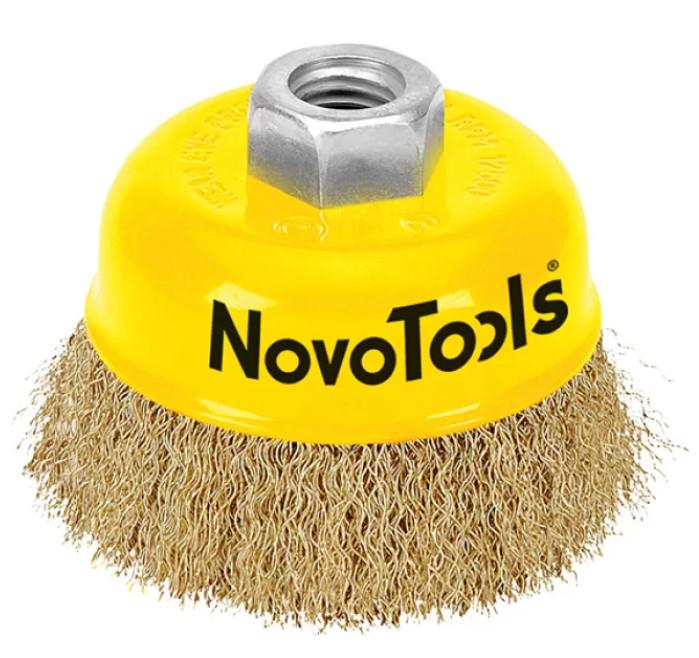 Чашечная проволочная щетка NovoTools NTWB12514BC 125 мм М14 с гофрированным проводом (22132)