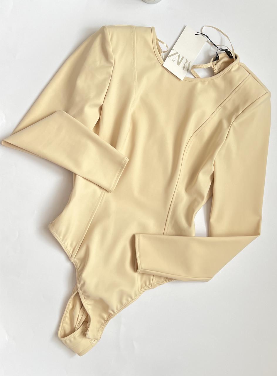 Боді жіночий Zara з відкритою спиною S Молочний (1792950235)
