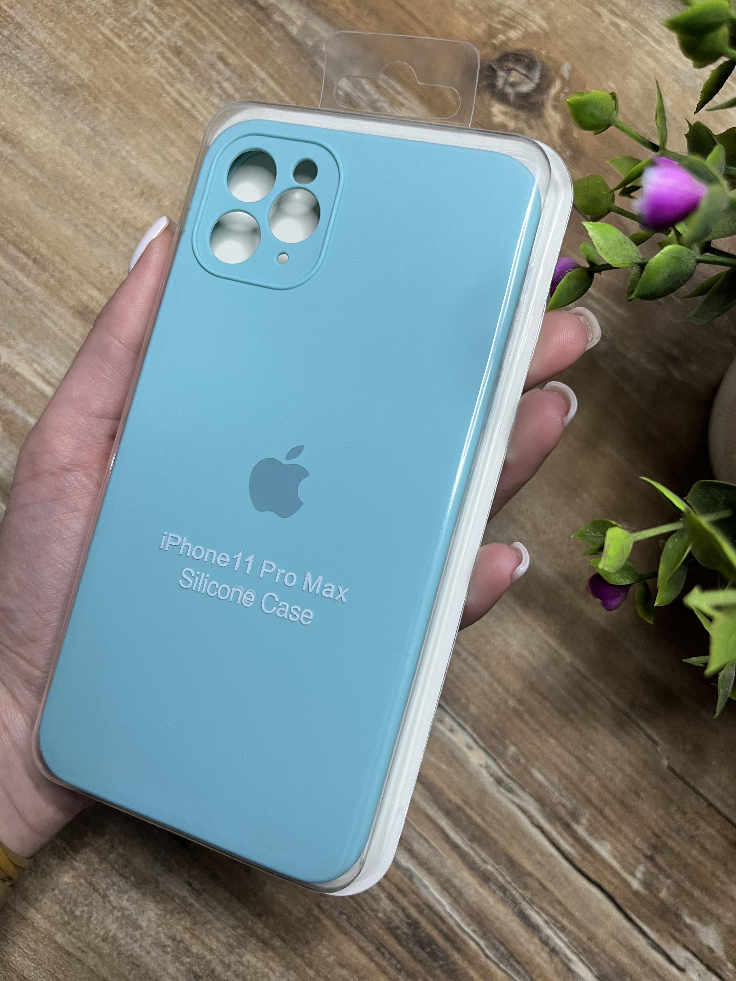 Чехол накладка на iPhone (Айфон) 11 pro max квадратные борта silicone case full camera Apple