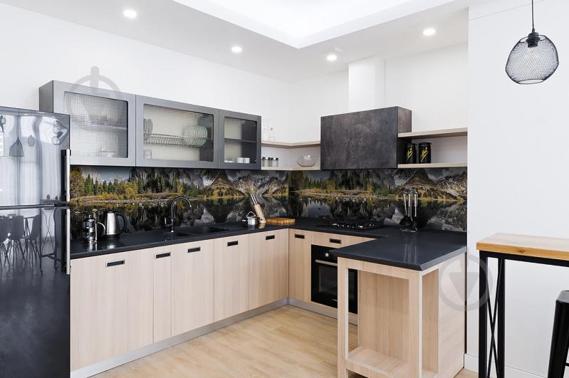 Скинали на кухню Zatarga «Ліс Відображення в річці» 600х2500 мм вінілова 3Д наклейка кухонний фартух Z180594