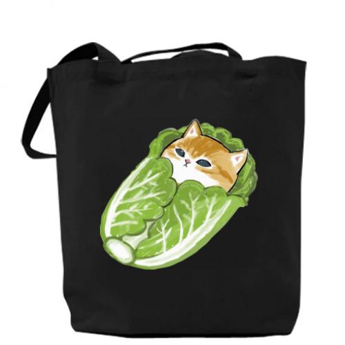 Шоппер Кот в капусте Черный (14362767-2-186892)