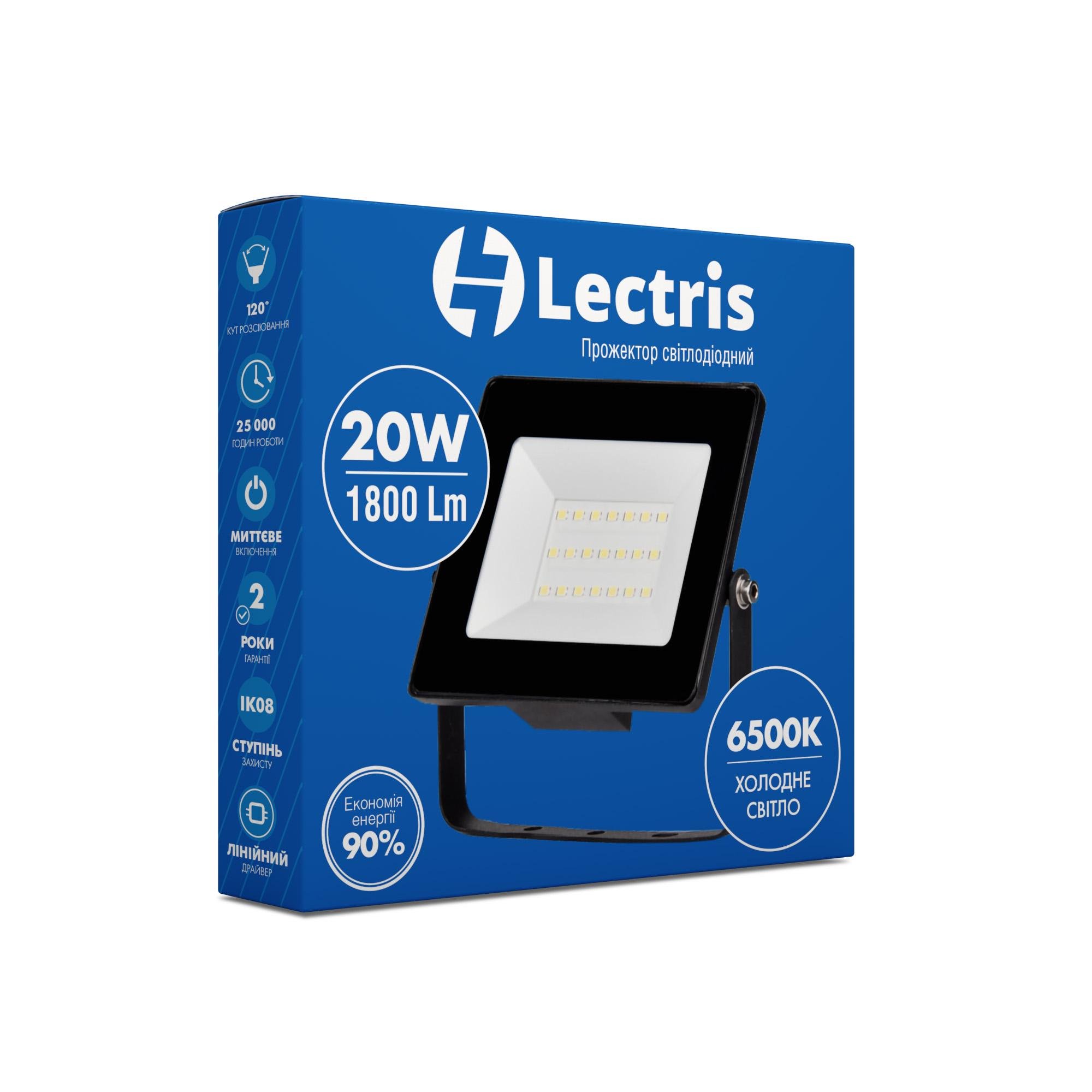 Світлодіодний прожектор Lectris 20W 1800Лм 6500K 185-265V IP65 1-LC-3002 - фото 2