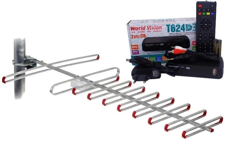 Тюнер WV World Vision T624D3+/антенна наружная Super 8 50 км Тюнер WV World Vision T624D3+/антенна наружная Super 8 50 км