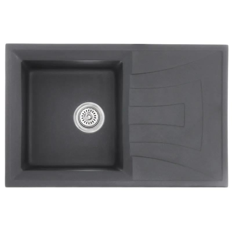 Мийка для кухні гранітна Haiba HB8104-G228 780x500x200 накладна прямокутна Графіт (HB0988)