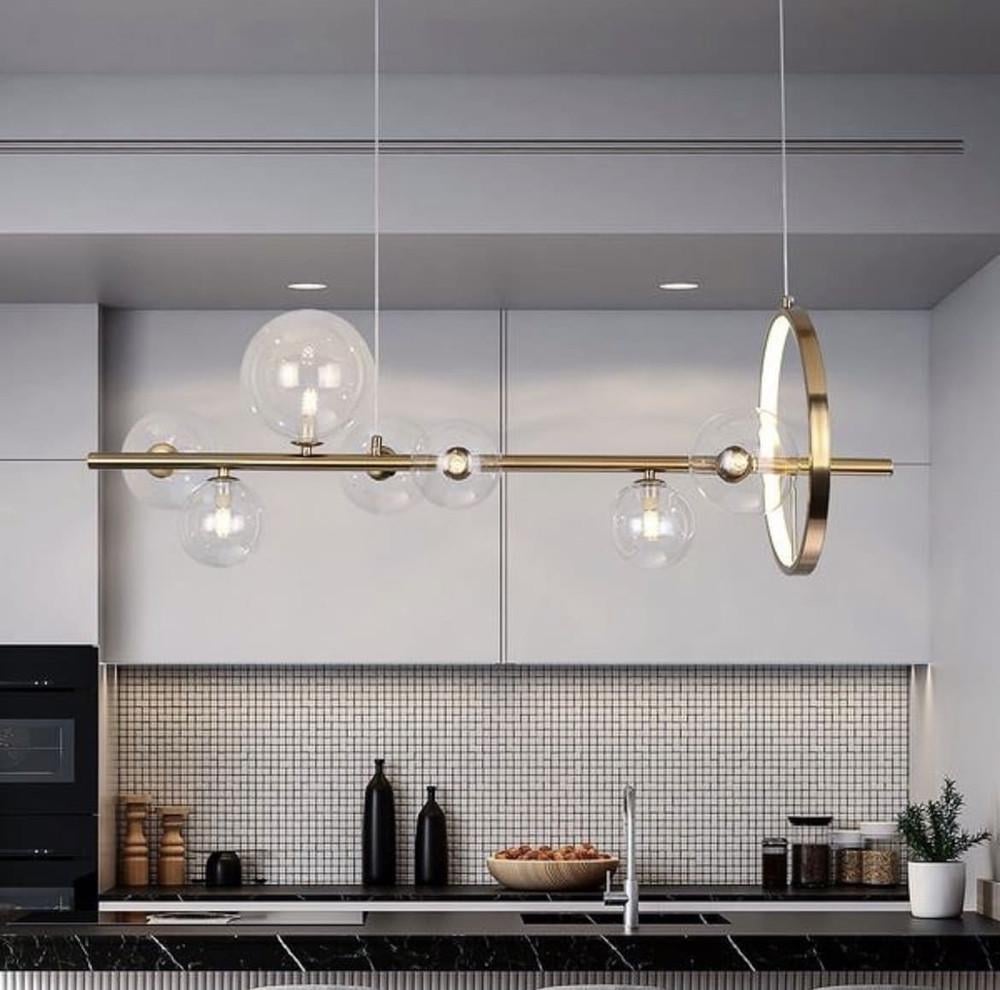 Світильник дизайнерський рейковий на 7 плафонів 90 см (AT 33 AB) - фото 2 Світильник дизайнерський рейковий на 7 плафонів 90 см (AT 33 AB) - фото 2