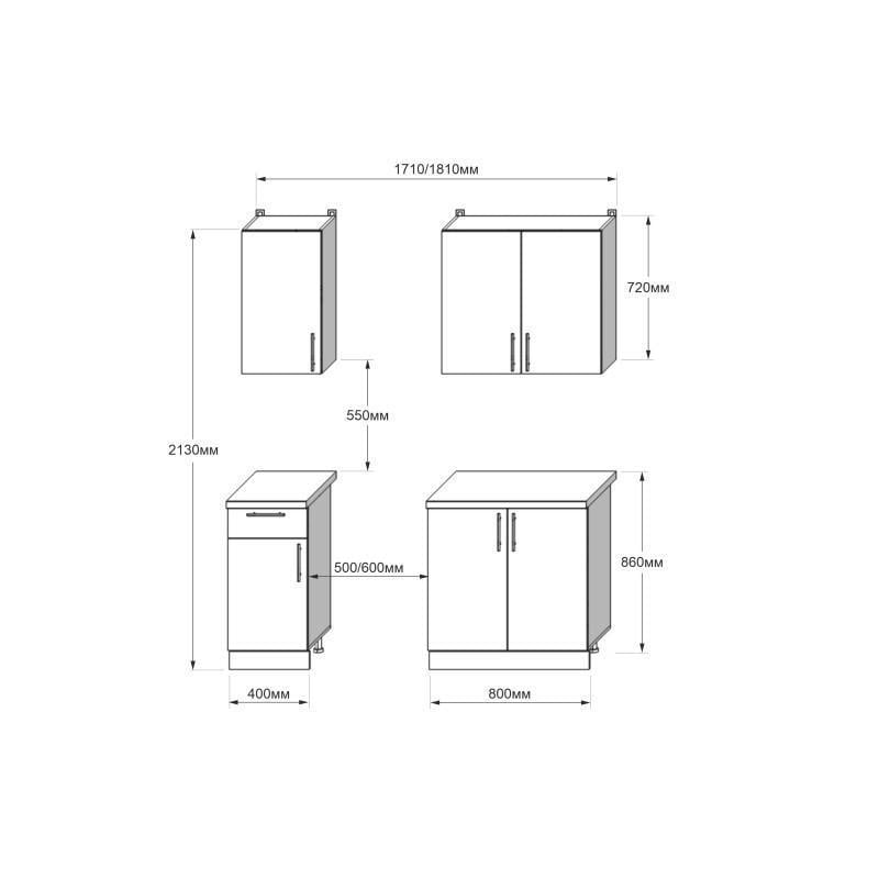 Кухня модульная Еверест Оптима №1 1,8 м Графит (DTM-5693) - фото 4 Кухня модульная Еверест Оптима №1 1,8 м Графит (DTM-5693) - фото 4