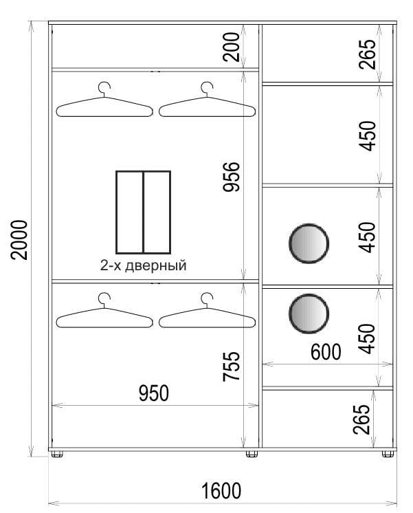 Шкаф-купе Luxe 2 двери Стекло тонированное/Стекло тонированное 405-405 CLS - IV 1600x2000x450 мм Венге (35185) - фото 4