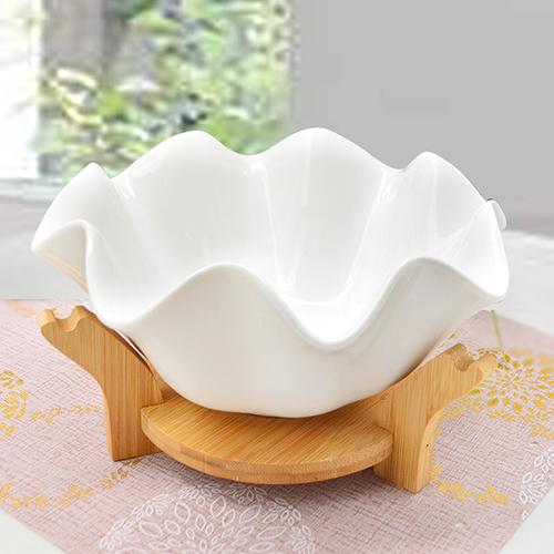 Блюдо-фруктовница "Магнолия" на бамбуковой подставке, 23,5 см