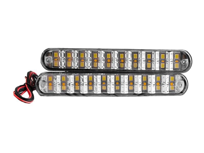 Дневные ходовые огни SMD5050-20led SMD3030-10led 12 В с функцией поворота Белый/Желтый (3028)