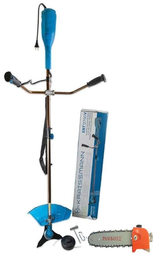 Коса газонная электрическая KRAISSMANN ERT 2750V шпуля с леской/3-лепестковый косильный нож/насадка-высоторез/шина 300 мм (24636736) Коса газонная электрическая KRAISSMANN ERT 2750V шпуля с леской/3-лепестковый косильный нож/насадка-высоторез/шина 300 мм (24636736)