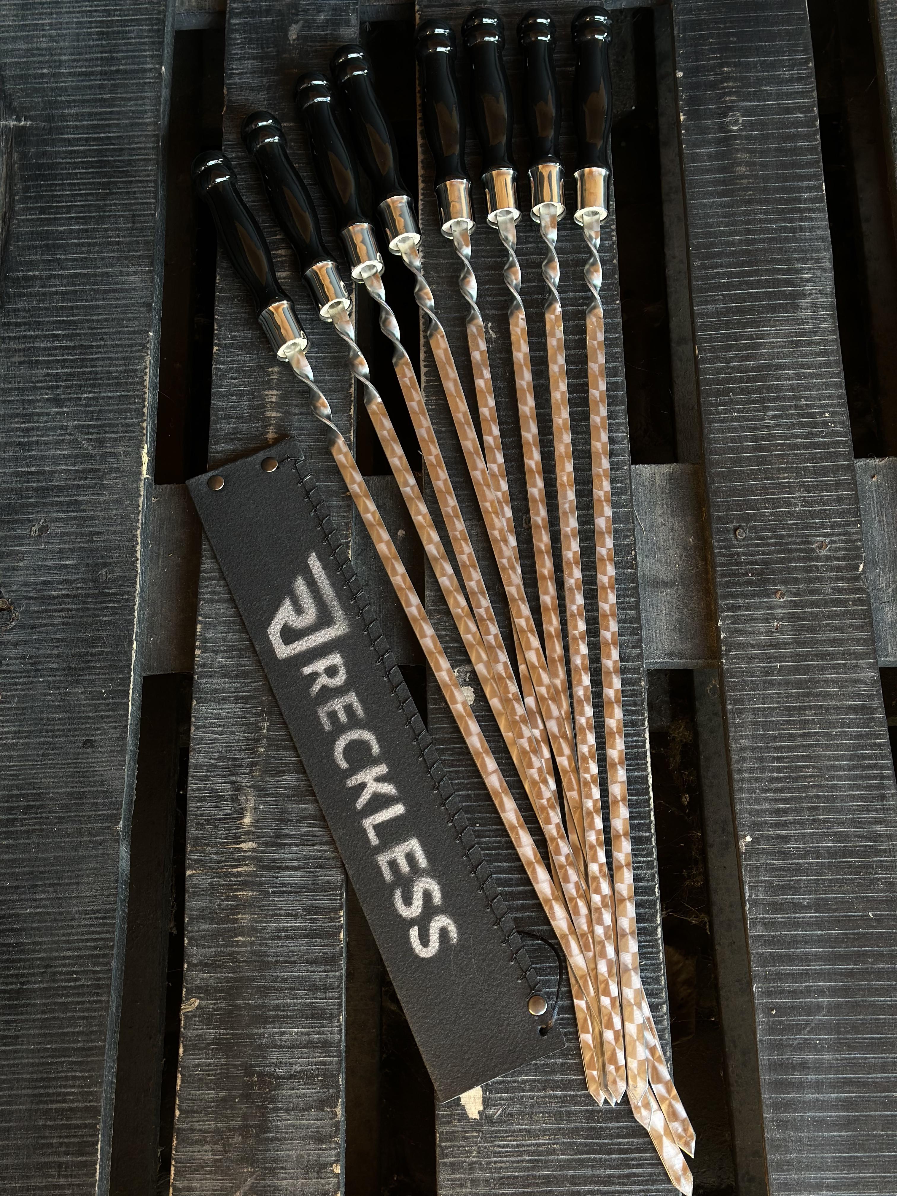 Набор подарочных шампуров Reckless в колышке деревянная ручка нержавеющая сталь 730x3x12 мм 8 шт. Graphite - фото 7