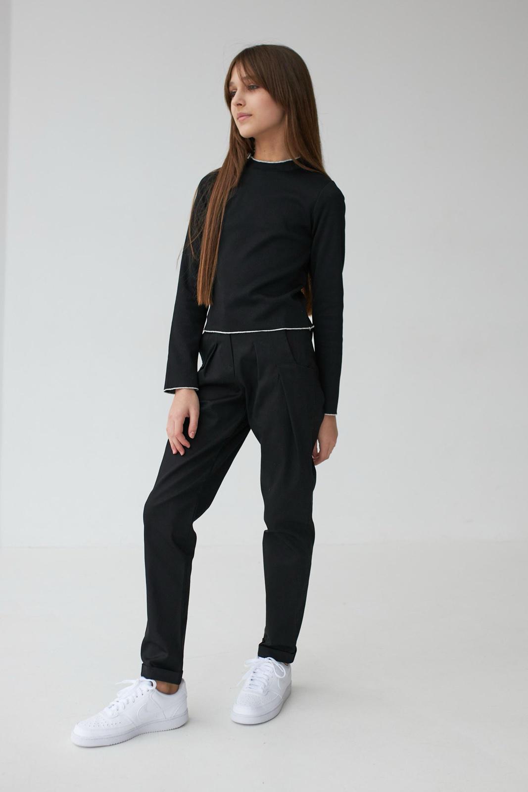 Брюки-слоучи для девочки Valza 3404 коттон 158 см Черный - фото 4