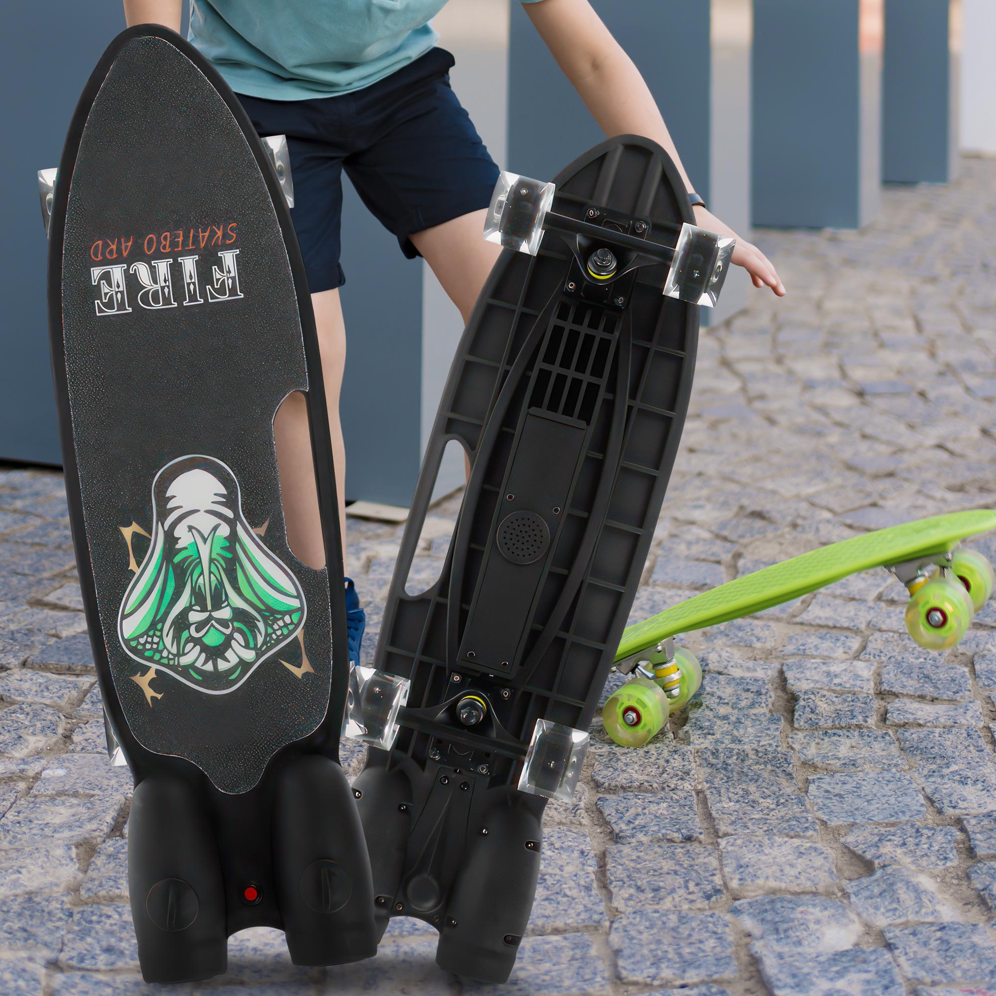 Скейтборд з ефектом диму колеса зі світловими та музичними ефектами Fire Skatebo Art Чорний (НКП) - фото 2