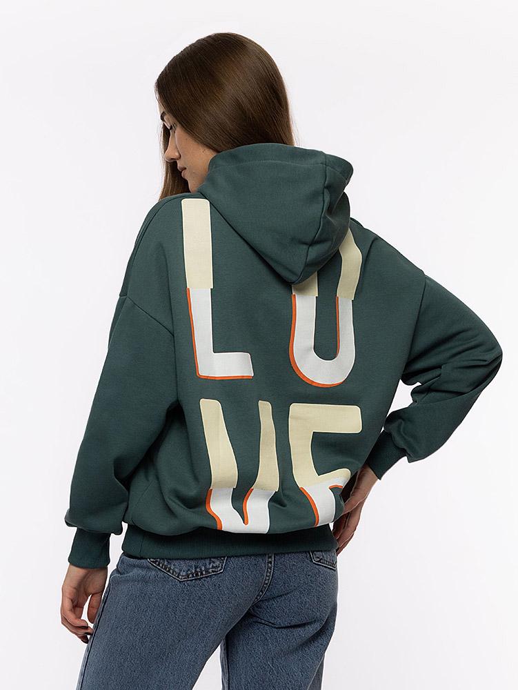 Худи женское оверсайз ЦБ-00214151 р. 42 Зеленый (SKT000895779) - фото 3