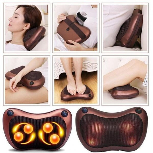 Массажная подушка инфракрасная Massage pillow для шеи и спины Коричневый (-1903764017) - фото 10