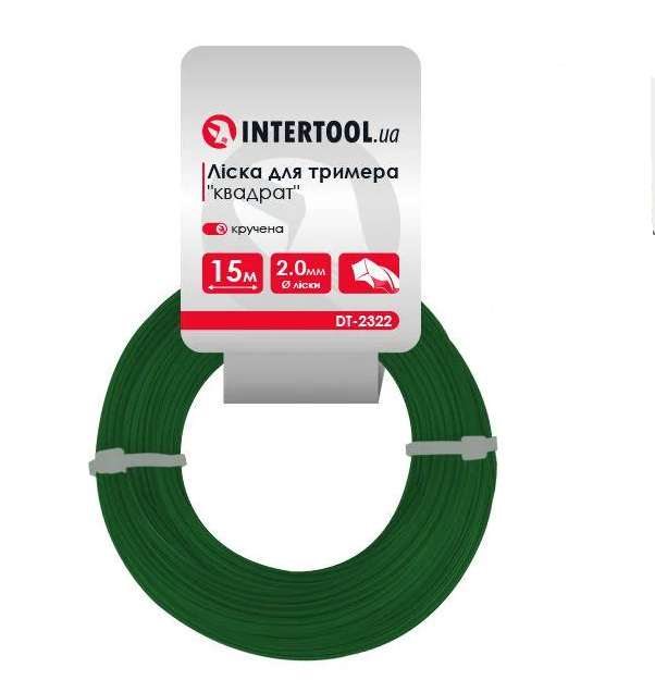 Волосінь для тримера Intertool квадрат кручена/ 2,0 мм х 15 м (DT-2322)