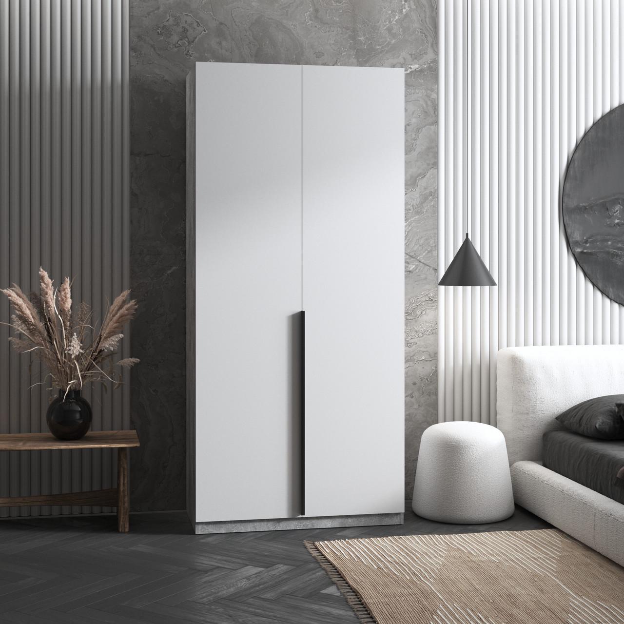 Шафа гардеробна Вайс M-26 1000х500х2195 мм Бетон/Білий фасад (30832899) - фото 1 Шафа гардеробна Вайс M-26 1000х500х2195 мм Бетон/Білий фасад (30832899) - фото 1