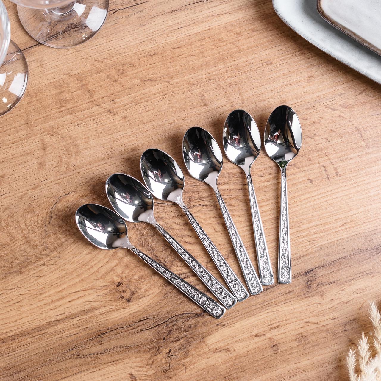 Набор столовых чайных ложек нержавеющая сталь гальваническое покрытие 6 шт. Хром