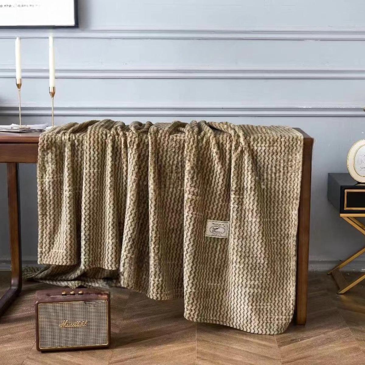 Плед Koloco Зигзаг полуторный 150х210 см Оливковый (38437)