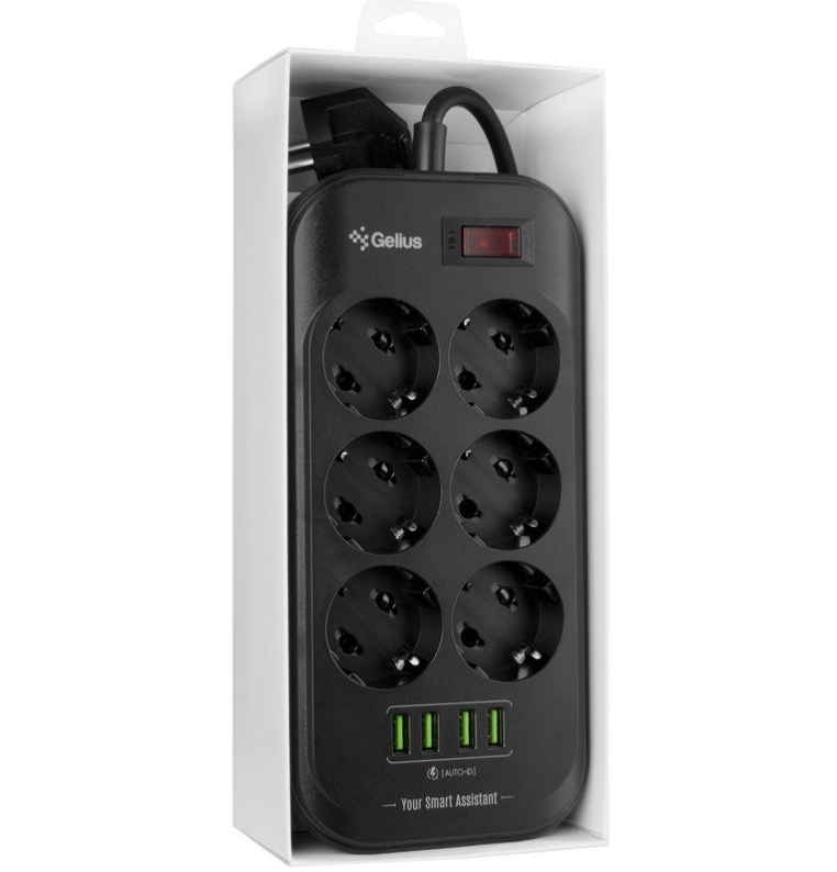 Фільтр мережевий Gelius U-Power GP-PS-002 6 220V Ports/4 USB Ports 3,4A 2 м Black - фото 7 Фільтр мережевий Gelius U-Power GP-PS-002 6 220V Ports/4 USB Ports 3,4A 2 м Black - фото 7