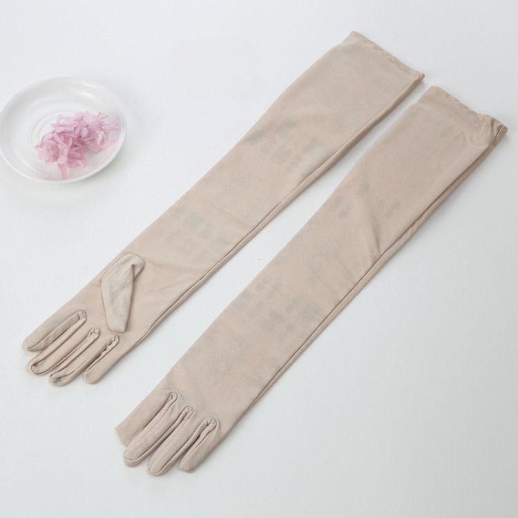 Перчатки длинные спандекс выше локтя Бежевый Перчатки длинные спандекс выше локтя Бежевый