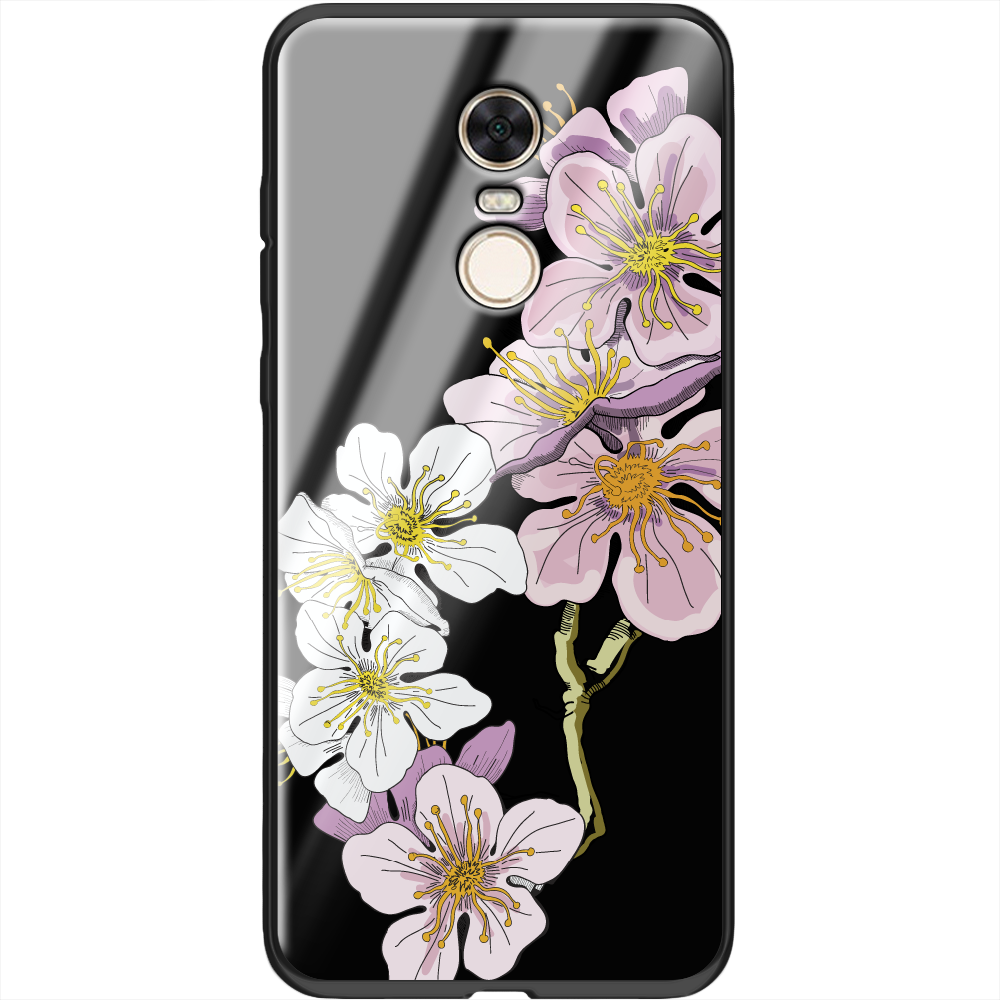 Чехол BoxFace Xiaomi Redmi 5 Plus Cherry Blossom Черный силикон со стеклом (32522-cc4-37744)